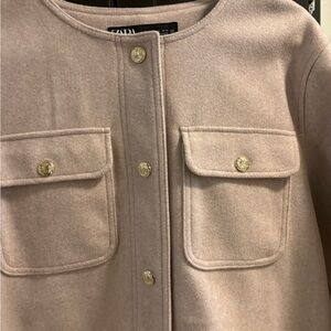 Zara Women's light pinkish Blazer with Gold Accents